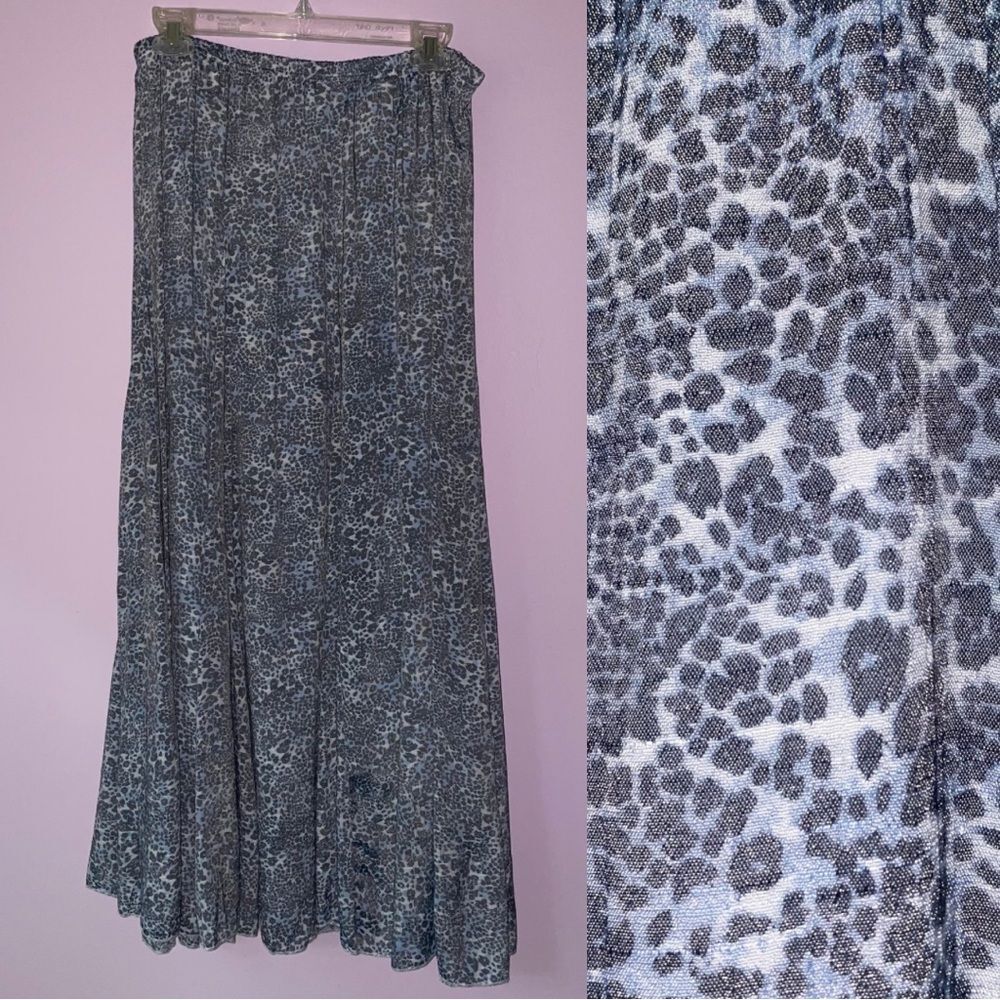 New Directions M Maxi Skirt Boho Animal Print Flounce Pull On